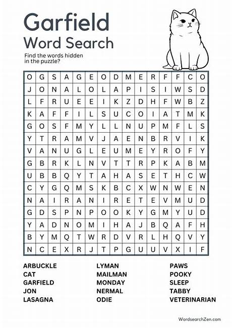 Fun Garfield Word Search: Find Your Favorite Comic Characters